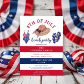Invitation 4 juillet Red White And Blue Beach Party
