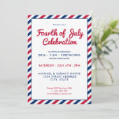 Invitation 4 juillet Red White and Blue Stripes (Debout devant)