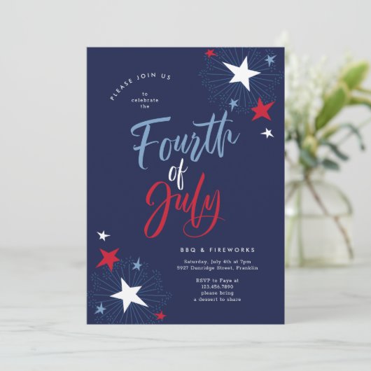 Invitation 4 juillet Red White Blue Fireworks (Debout devant)
