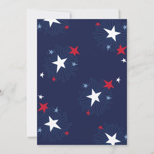 Invitation 4 juillet Red White Blue Fireworks (Dos)