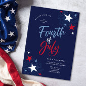 Invitation 4 juillet Red White Blue Fireworks