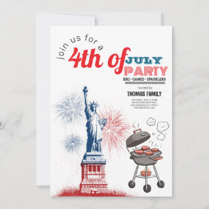 Invitation 4 juillet Red, White et BBQ
