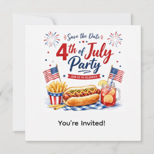 Invitation 4 juillet, réservez la date  Fête de l'Indépendanc