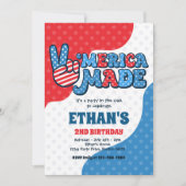 Invitation 4 juillet Retro 'Merica Fête d'anniversaire (Devant)