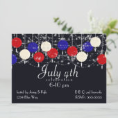 Invitation 4 juillet Rouge blanc bleu Globe Lanternes (Debout devant)