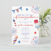 Invitation 4 juillet rouge blanc bleu Sexe révéler pétard (Debout devant)