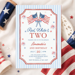 Invitation 4 juillet Rouge Blanc & Deux Anniversaire Patrioti