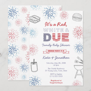 Invitation 4 juillet Rouge Blanc dû Famille Baby shower à