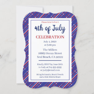 Invitation 4 juillet Rouge blanc et bleu