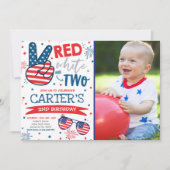 Invitation 4 juillet Rouge Blanc Et Bleu 2e Anniversaire (Devant)