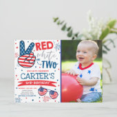 Invitation 4 juillet Rouge Blanc Et Bleu 2e Anniversaire (Debout devant)