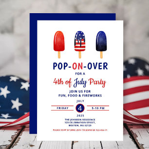 Invitation 4 juillet Rouge Rouge Blanc Et Bleu