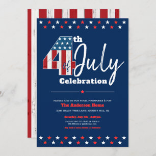 Invitation 4 juillet Rustique Bois Bold Moderne États-Unis Dr