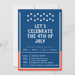 Invitation 4 juillet soirée BBQ été