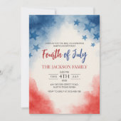Invitation 4 juillet soirée minimaliste d'aquarelle (Devant)