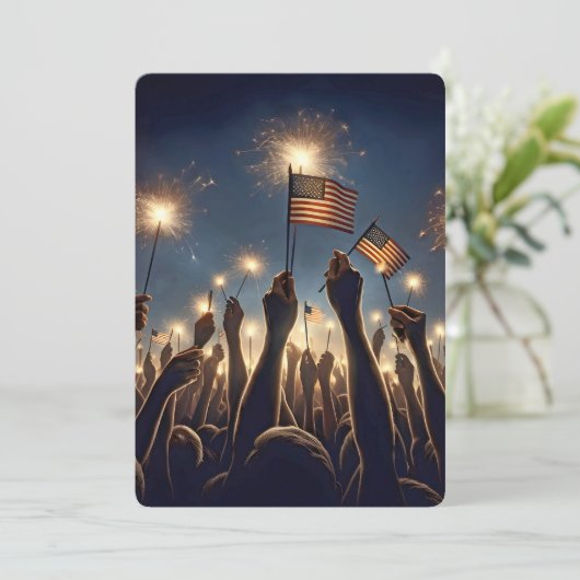Invitation 4 juillet Sparklers et drapeau (Debout devant)