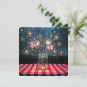 Invitation 4 juillet Sparklers et drapeaux (Debout devant)