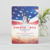 Invitation 4 juillet Statue de la Liberté & USA Drapeau Art V (Debout devant)