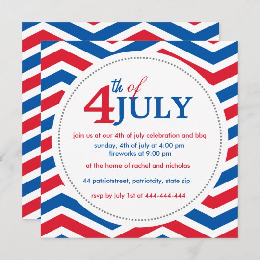 Invitation 4 juillet sur mesure (Devant / Derrière)