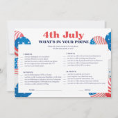 Invitation 4 Juillet Téléphone Game Card (Devant)