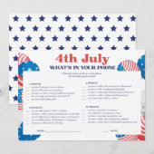 Invitation 4 Juillet Téléphone Game Card (Devant / Derrière)