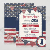 Invitation 4 Juillet Thème Tous Genre/Âge Fête de l'Indépenda (Devant / Derrière)