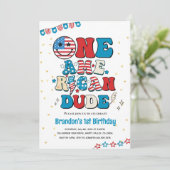 Invitation 4 juillet Un Américain Dude Boy 1er Anniversaire (Debout devant)