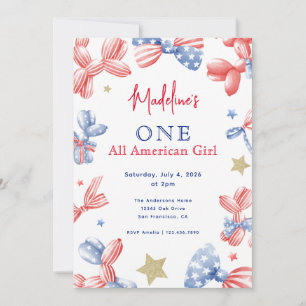 Invitation 4 juillet Une Fille Américaine 1er Anniversaire
