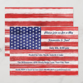 Invitation 4 juillet USA Drapeau Patriotic Art Stars & Stripe (Devant / Derrière)