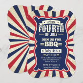 Invitation 4 juillet vintage bande (Devant / Derrière)