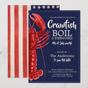 Invitation 4 juillet vintage Crawfish Boire la fête d'été