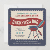 Invitation 4 juillet Vintage rétro (Devant)