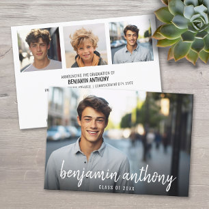 Invitation 4 Nom du collage photo en script - Graduation