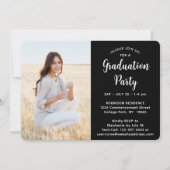 Invitation 4 Photo Black and White Script Graduation Party (Dos)