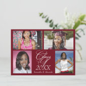 Invitation 4-Photo Collage Bourgogne Diplôme/Fête (Debout devant)