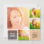 Invitation 4 Photo Collage Foil Carré Chic Graduation Party (Devant)