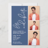 Invitation 4 Photo Collage Graduation Bleu (Dos)