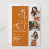 Invitation 4 Photo Collage Graduation Burnt Orange (Dos)