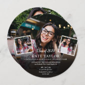 Invitation 4 Photo Collage Graduation Party Circulaire (Devant / Derrière)
