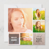 Invitation 4 Photo Collage Parties scintillant Carrés de la f (Devant)