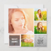 Invitation 4 Photo Collage Parties scintillant Carrés de la f (Devant)