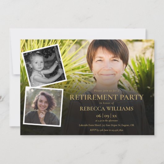 Invitation 4 Photo Collage Retirement Party (Devant)