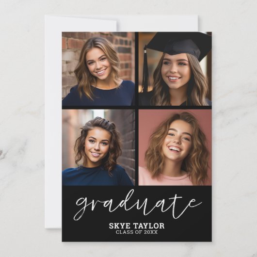 Invitation 4 Photo Collage Script - Graduate Party (Devant)