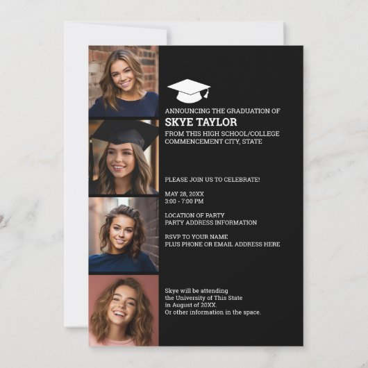 Invitation 4 Photo Collage Script - Graduate Party (Dos)