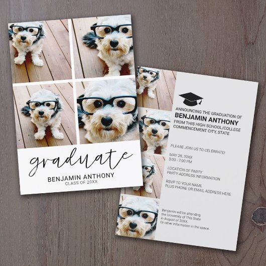 Invitation 4 Photo Collage Script - Graduate Party