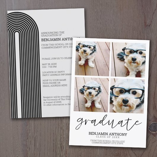 Invitation 4 Photo de graduation minimale MCM