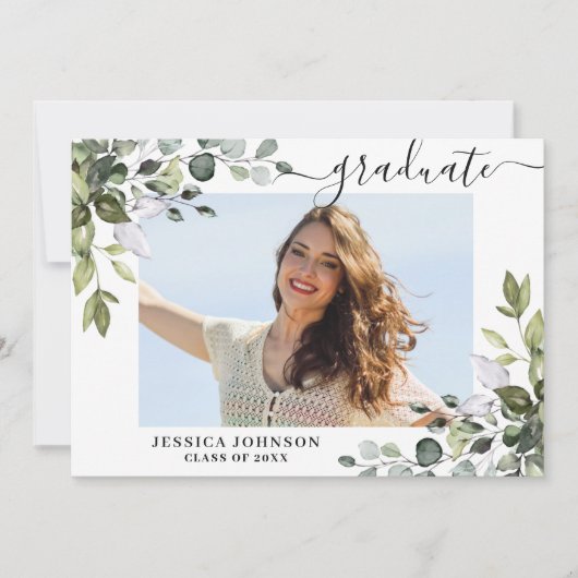 Invitation 4 Photo Eucalyptus Greenery Party (Devant)