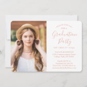 Invitation 4 Photo Graduation Party Blush Pink & Gold Script (Dos)