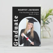 Invitation 4 Photo Graduation Party Élégant noir et blanc (Debout devant)