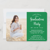 Invitation 4 Photo Green and White Script Graduation Party (Dos)